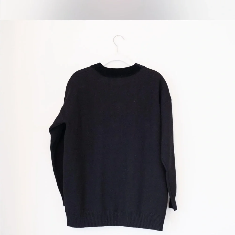 Sandro velvet trim Cardigan with gold buttons S EUC - Picture 6 of 8